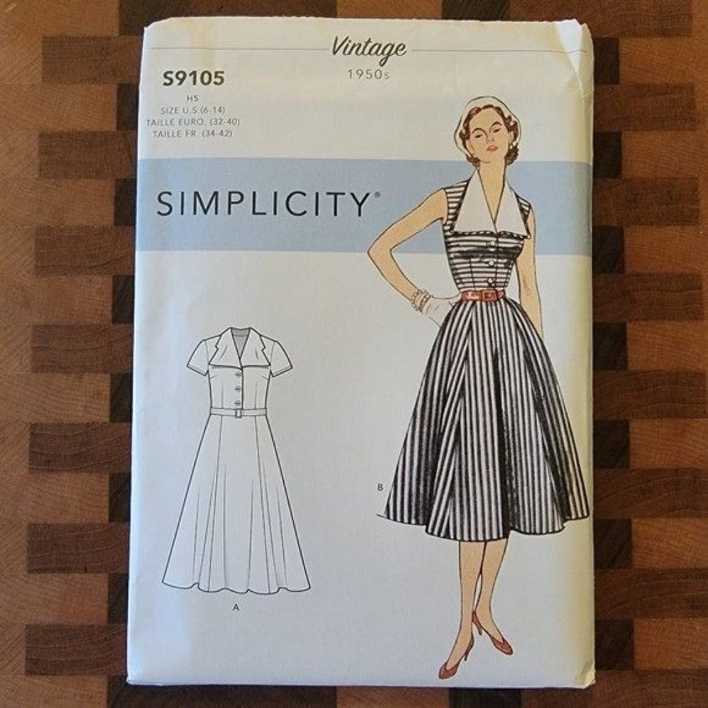 Simplicity 9105 - Uncut - 1950s Vintage Reproduction - Sizes 6-14